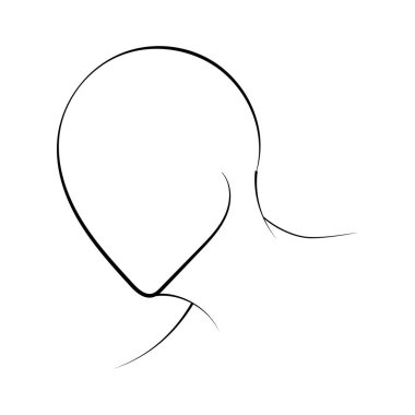 Elle çizilmiş insan kafası vektör çizimi. Düz minimalist portre, beyaz arka planda izole edilmiş insan profili. Siyah-beyaz çizgi skecini özetle.