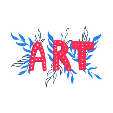 Sanat sözcüğü mavi dalları ve yaprakları karalama tarzında sarmıştı..