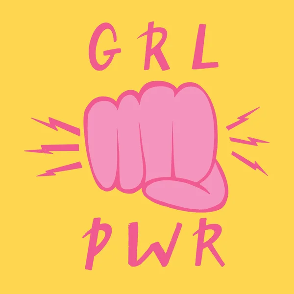 Girl Power Zitat Vektor handgezeichnete Illustration. Frauenrechte, motivierender Slogan. — Stockvektor