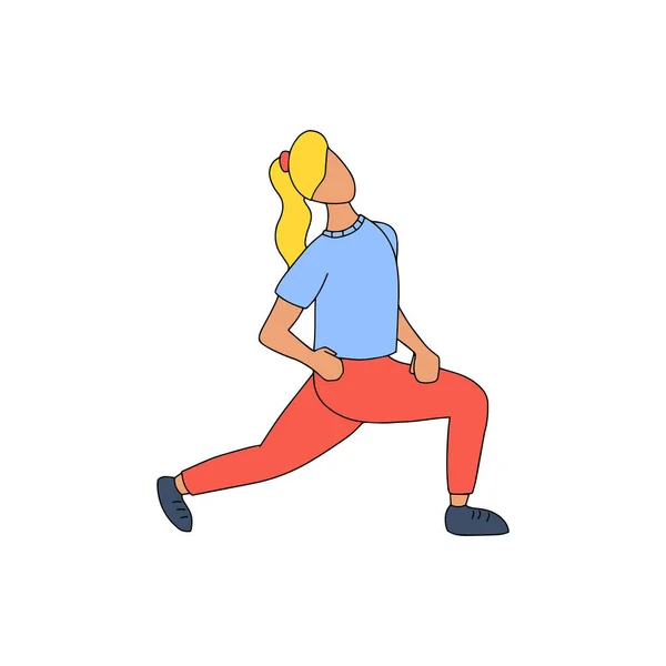 Mädchen beim Sport Vektor Cartoon Illustration. Frau in Sportkleidung zeichnet Konzept. — Stockvektor