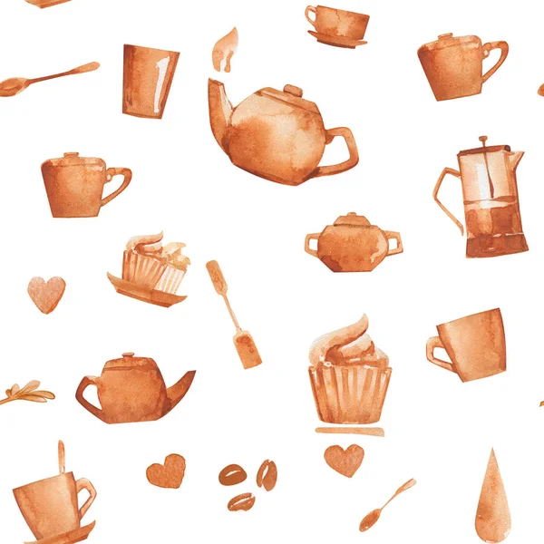 Cafe pattern tea coffee restaurant tableware teapot cup backgrou