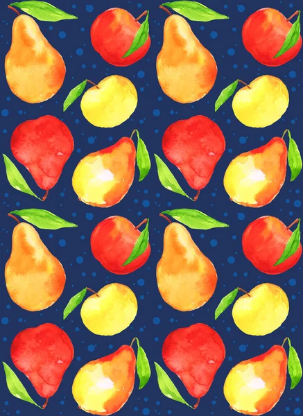 Harvesting Sweet Apples Pears Multicolored Pattern Dense Dark Repeating Bright — Stockfoto