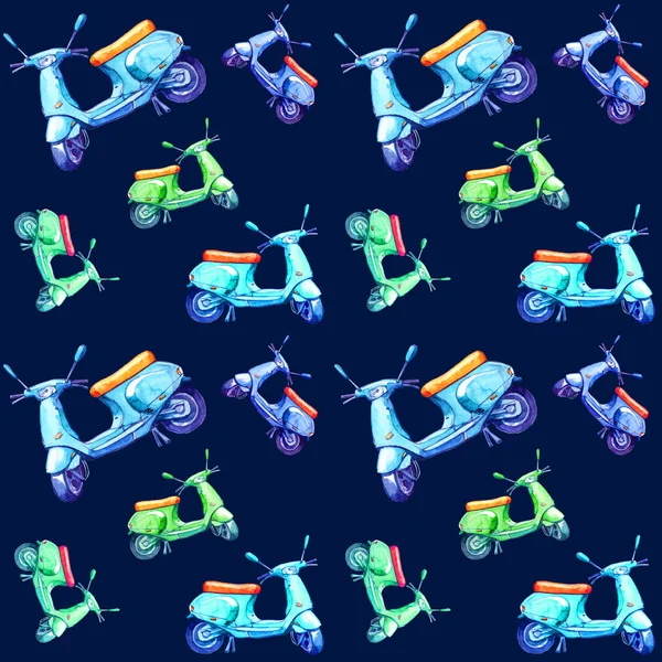 Bike Scooter Transport Motorcycle Tourism Lifestyle Fashion Italian Seamless Pattern — Stock Photo, Image