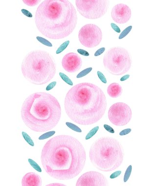 Gül yaprakları kıvrımlar yuvarlak oval soyut beyaz arkaplan suluboya deseni izole