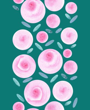 Çiçek bahçesi, yaz gülleri, gül bahçeleri, çeşitli pembe yapraklı, geometrik, sulu boya, tekrar eden.