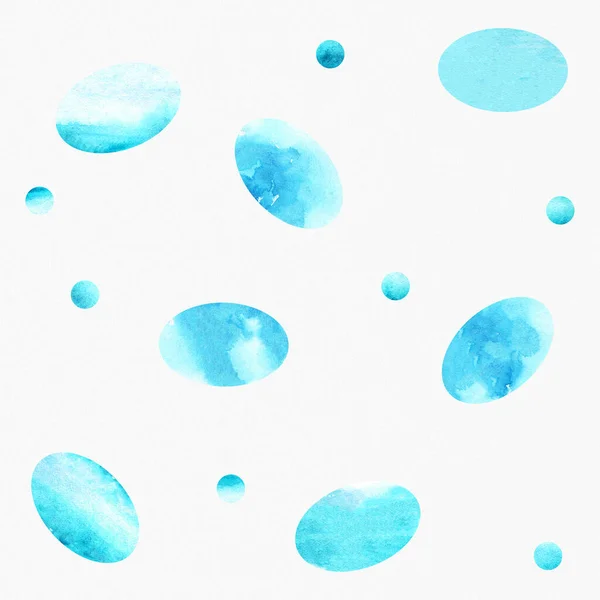 Muster Abstrakte Geometrie Ovale Kreis Fleck Blau Raue Aquarell Wiederholung — Stockfoto