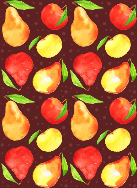 Fruta Cosecha Manzanas Peras Jardín Hojas Rojo Jugoso Brillante Cosecha — Foto de Stock