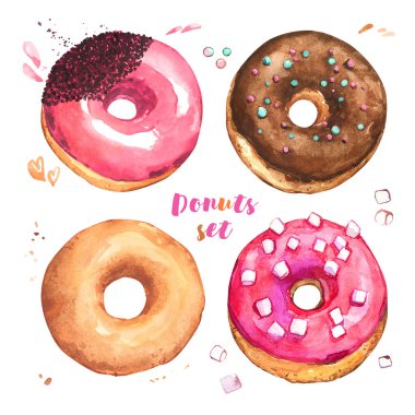 Tatlı tatlı tatlı parti ev yapımı çikolatalı çocuklar şekerli suluboya set izole