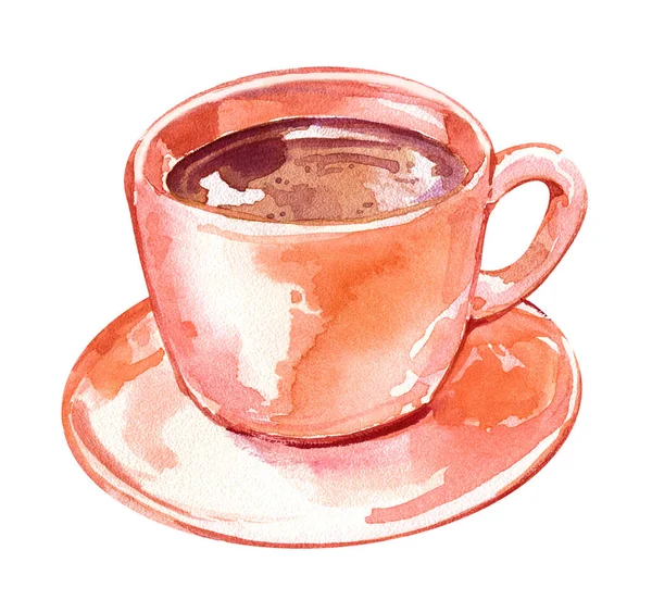 Boire Tasse Café Thé Cacao Chaud Rose Rouge Porcelaine Blanche — Photo