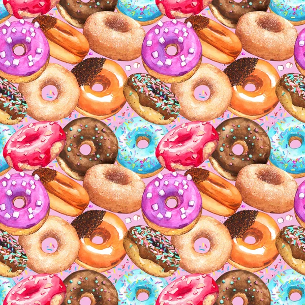 Donuts Vallen Vliegen Glazuur Zoete Chocolade Veel Bakkerij Cafe Reclame — Stockfoto