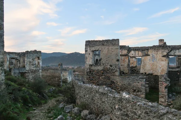 Történelmi Épület Kayakoyjal Fethiye Muglában Törökország — Stock Fotó