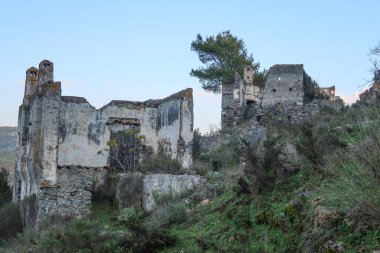 Kayakoy ve Fethiye ile birlikte tarihi bina, Mugla, Türkiye