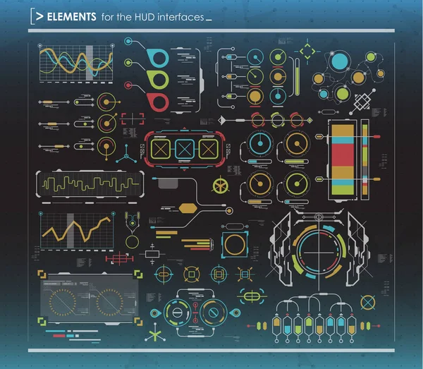 siyah ve beyaz Infographic öğeleri kümesi. Head-up görüntüleme öğeleri web ve uygulama fütüristik kullanıcı arabirimi için. Sanal grafiği.