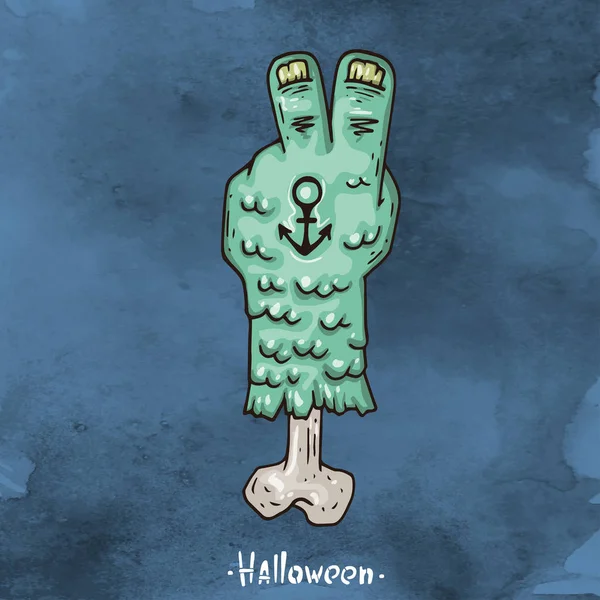 Feliz Halloween Cartoon ilustração. Mão decepada Merman . — Vetor de Stock