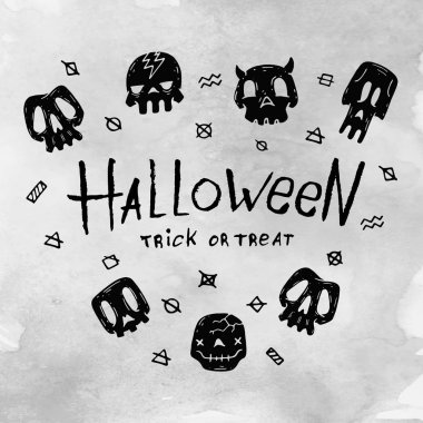 Çizgi film Cadılar Bayramı kartı. Web ve baskı için Düzen.