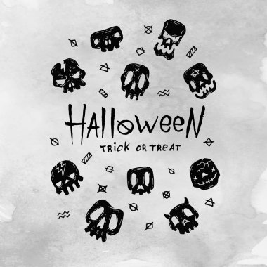 Çizgi film Cadılar Bayramı kartı. Web ve baskı için Düzen.