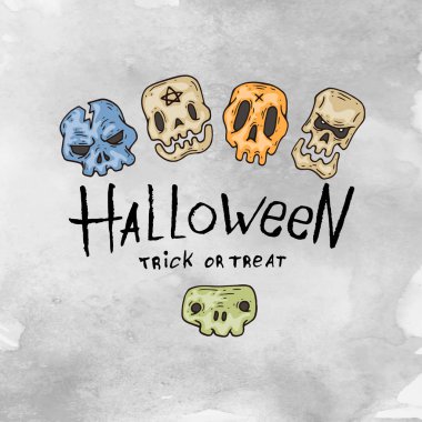 Çizgi film Cadılar Bayramı kartı. Web ve baskı için Düzen.