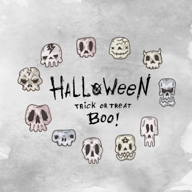 Çizgi film Cadılar Bayramı kartı. Web ve baskı için Düzen.