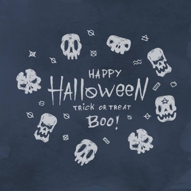 Çizgi film Cadılar Bayramı kartı. Web ve baskı için Düzen.