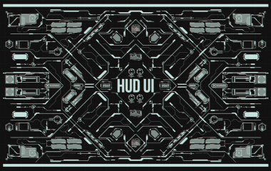 Arka plan ile fütüristik kullanıcı arayüzey. Hud elemanları ile tasarım konsepti.