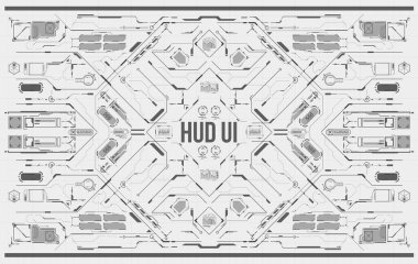 Arka plan ile fütüristik kullanıcı arayüzey. Hud elemanları ile tasarım konsepti.
