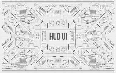 Arka plan ile fütüristik kullanıcı arayüzey. Hud elemanları ile tasarım konsepti.