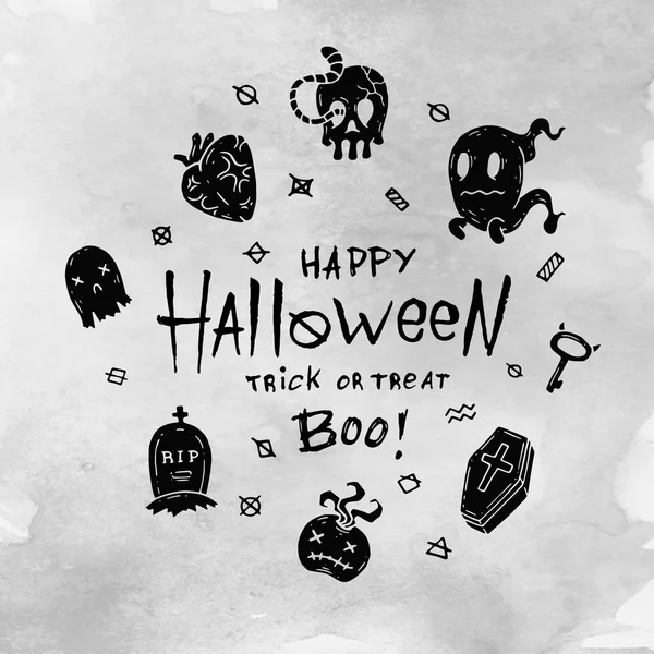 Tarjeta de Halloween de dibujos animados. Diseño para web e impresión . — Archivo Imágenes Vectoriales