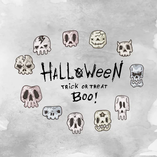 Tarjeta de Halloween de dibujos animados. Diseño para web e impresión . — Vector de stock