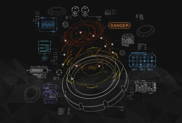 Фон с футуристическим пользовательским интерфейсом. Концепция дизайна с элементами HUD . — стоковый вектор