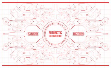 Arka plan ile fütüristik kullanıcı arayüzey. Hud elemanları ile tasarım konsepti.