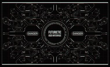 Arka plan ile fütüristik kullanıcı arayüzey. Hud elemanları ile tasarım konsepti.