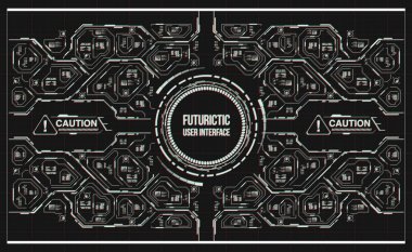 Arka plan ile fütüristik kullanıcı arayüzey. Hud elemanları ile tasarım konsepti.