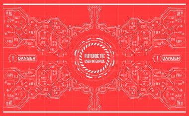 Arka plan ile fütüristik kullanıcı arayüzey. Hud elemanları ile tasarım konsepti.