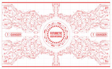 Arka plan ile fütüristik kullanıcı arayüzey. Hud elemanları ile tasarım konsepti.