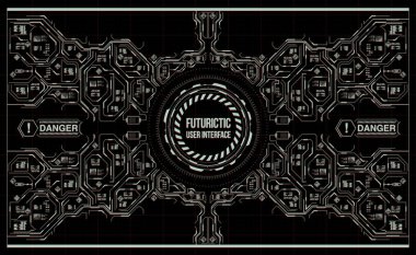 Arka plan ile fütüristik kullanıcı arayüzey. Hud elemanları ile tasarım konsepti.