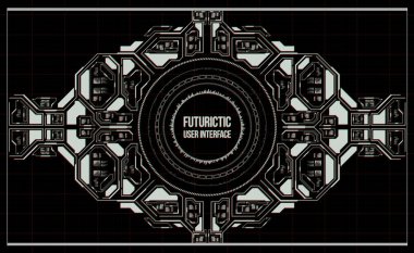 Arka plan ile fütüristik kullanıcı arayüzey. Hud elemanları ile tasarım konsepti.