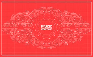 Arka plan ile fütüristik kullanıcı arayüzey. Hud elemanları ile tasarım konsepti.