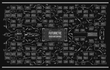 Arka plan ile fütüristik kullanıcı arayüzey. Hud elemanları ile tasarım konsepti.