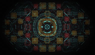 Modern arka plan ile fütüristik kullanıcı arayüzey. Elektronik bilgisayar donanım teknolojisi. Anakart dijital çip. Tümleşik iletişim işlemci. Bilgi mühendislik bileşeni.