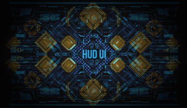 Modern arka plan ile fütüristik kullanıcı arayüzey. Elektronik bilgisayar donanım teknolojisi. Anakart dijital çip. Tümleşik iletişim işlemci. Bilgi mühendislik bileşeni.