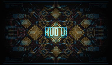 Modern arka plan ile fütüristik kullanıcı arayüzey. Elektronik bilgisayar donanım teknolojisi. Anakart dijital çip. Tümleşik iletişim işlemci. Bilgi mühendislik bileşeni.