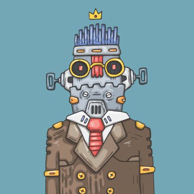 çizgi film office robot. Komik robot Yöneticisi.