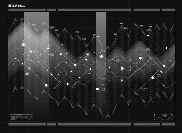 Visualisierung der Datenanalyse. futuristische Infografik. Informationsästhetisches Design. visuelle Datenkomplexität. Repräsentation in sozialen Netzwerken. abstrakte Datengrafik. — Stockvektor