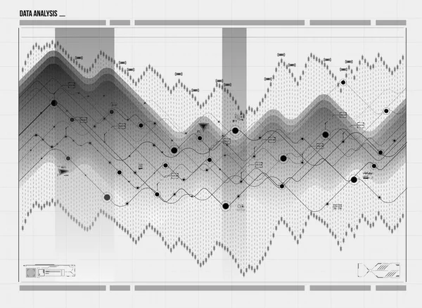 Wizualizacja analizy danych. Futurystyczny infografikę. Informacje o estetyczny wygląd. Złożoność danych Visual. Reprezentacja sieci społecznej. Streszczenie danych wykresu. — Wektor stockowy