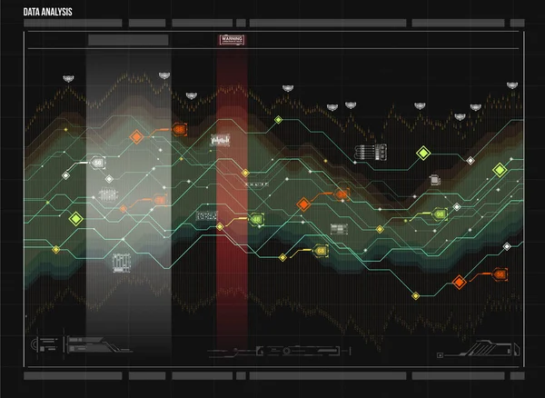 Visualisierung der Datenanalyse. futuristische Infografik. Informationsästhetisches Design. visuelle Datenkomplexität. Repräsentation in sozialen Netzwerken. abstrakte Datengrafik. — Stockvektor