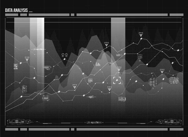 Οπτικοποίηση δεδομένων ανάλυσης. Φουτουριστικό γράφημα. Στοιχεία αισθητικής σχεδιασμό. Πολυπλοκότητα οπτικών δεδομένων. Αναπαράσταση του κοινωνικού δικτύου. Αφηρημένος τύπος δεδομένων γραφήματος. — Διανυσματικό Αρχείο