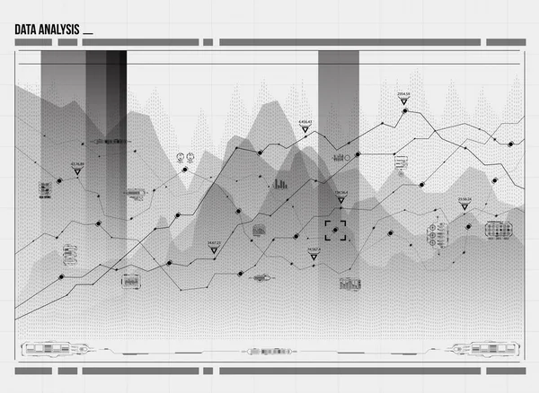 Visualisierung der Datenanalyse. futuristische Infografik. Informationsästhetisches Design. visuelle Datenkomplexität. Repräsentation in sozialen Netzwerken. abstrakte Datengrafik. — Stockvektor