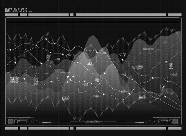 Visualisation de l'analyse des données. Infographie futuriste. Conception esthétique de l'information. Complexité visuelle des données. Représentation des réseaux sociaux. Graphique de données abstraites . — Image vectorielle