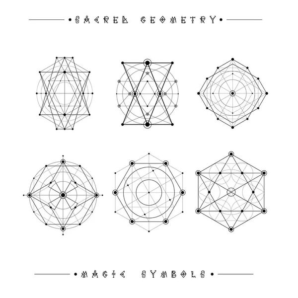 Segni di geometria sacra. Set di simboli ed elementi. Alchimia, religione, filosofia, spiritualità, simboli hipster ed elementi. Forme geometriche — Vettoriale Stock