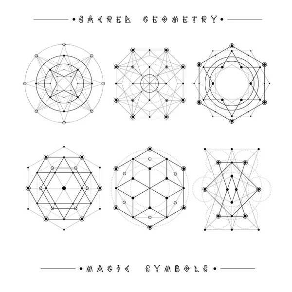 Ιερή γεωμετρία σημάδια. Σύνολο σύμβολα και στοιχεία. Αλχημεία, θρησκεία, φιλοσοφία, πνευματικότητα, hipster σύμβολα και στοιχεία. Γεωμετρικά σχήματα — Διανυσματικό Αρχείο